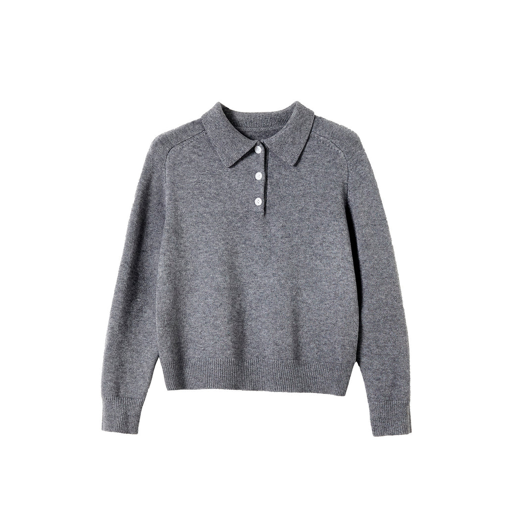 Style Early Autumn Knitwear Women's Polo Neck Thick Long Sleeve Sweater Short Crop Top for Petite Women