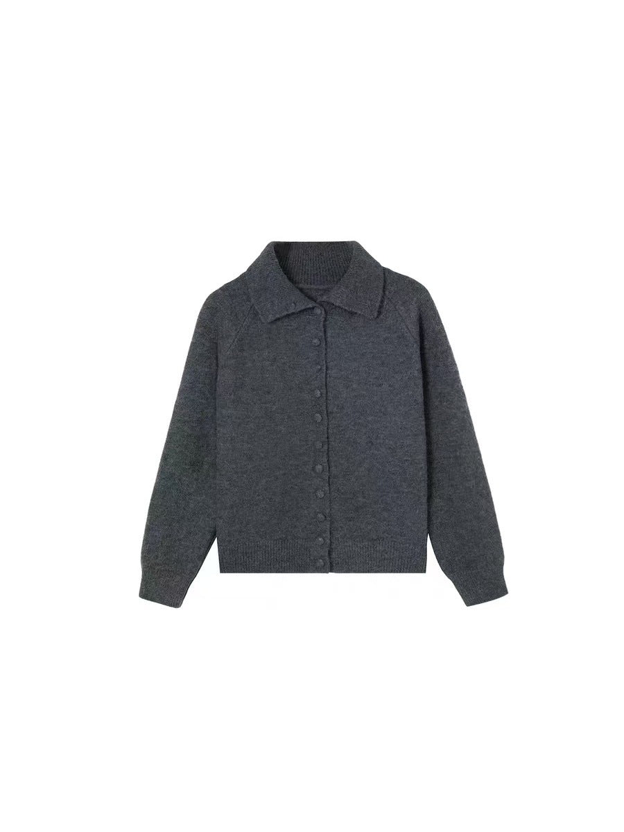 High Neck Knit Cardigan Women Retro  Style Lazy Fashion Loose Sweater Coat