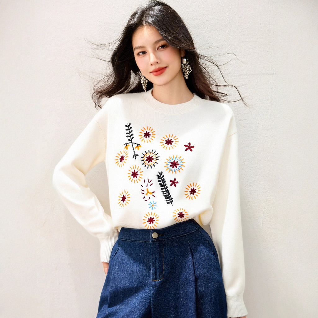Vintage  Style Casual Versatile Knitwear Sweater Women Fashion Elegant Unique Beautiful Top