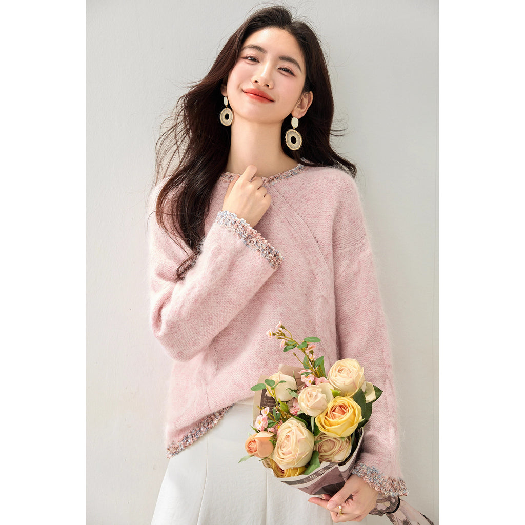 Fashion Round Neck Long Sleeve Knit Sweater for Women Autumn Casual Versatile Slim Fit Outerwear Top