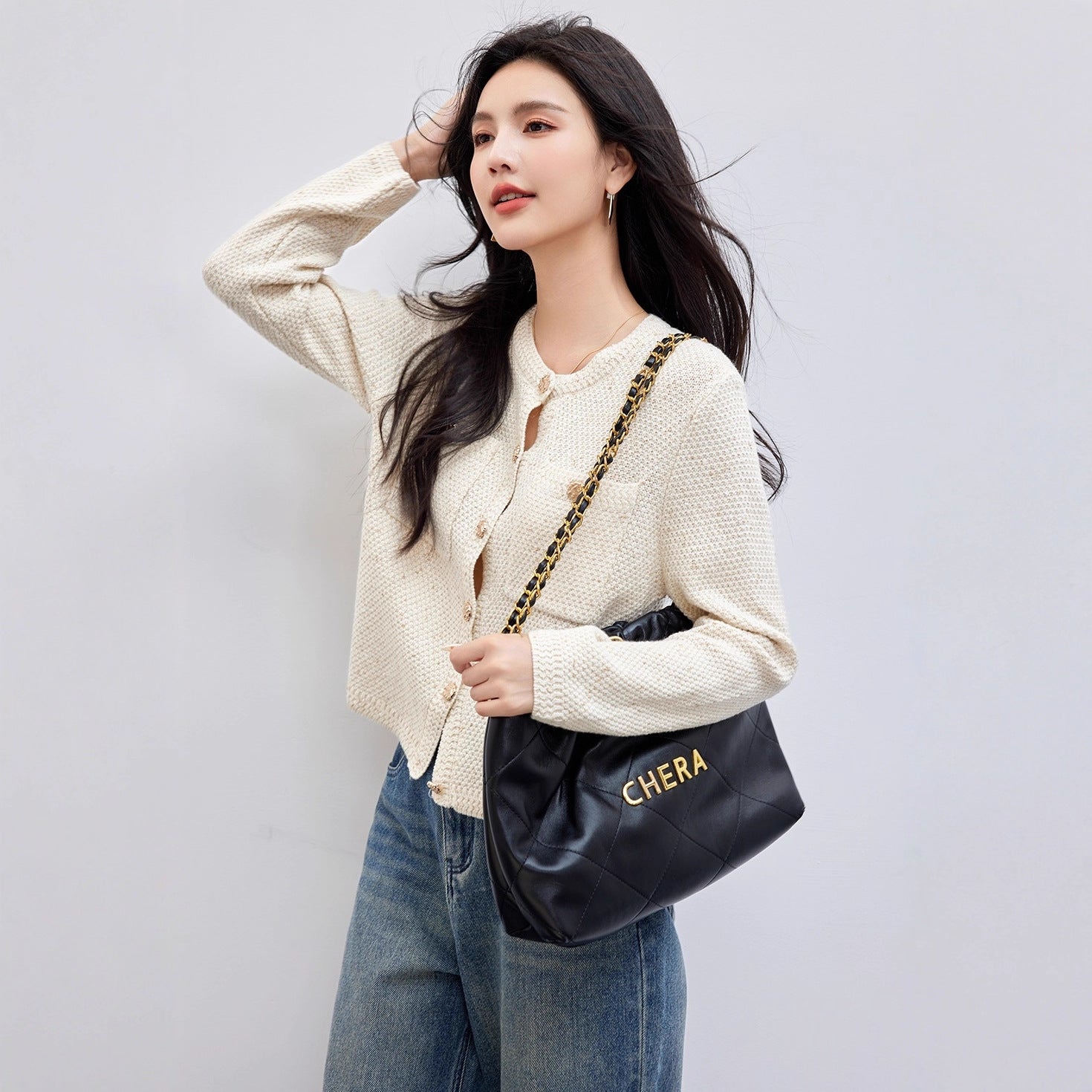 Chic Knit Cardigan Women Autumn New Vintage Round Neck High-Quality Short Sleeve Long Sleeve Outerwear Sweater