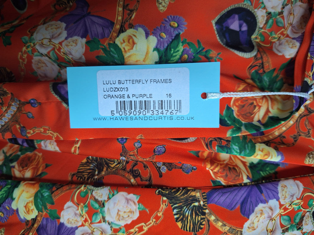 Hawes and Curtis Women Butterfly Satin Blouse Size 16